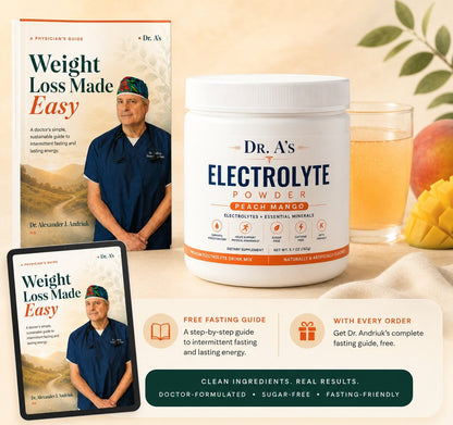 Dr. A's Electrolyte Powder for Fasting and Hydration, Sugar-Free, Peach Mango, 30 Servings, (Free Ebook Included)